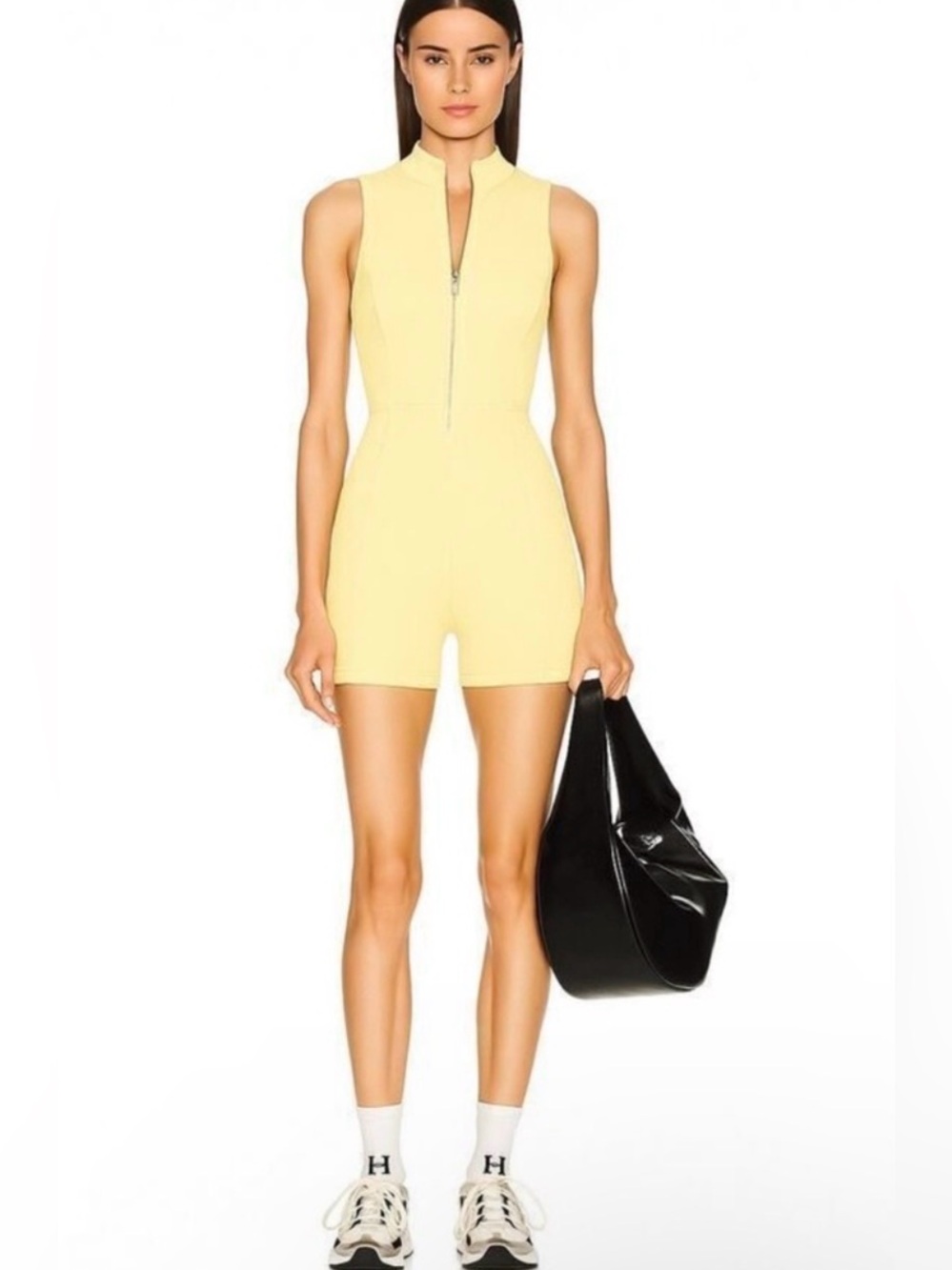 Gigi C Bikinis, Textured Yellow Zip Romper, P2P 15” Size XS | 825